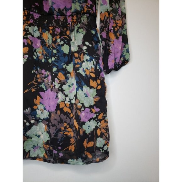 Jessica Simpson Women Sz S Dress Long Sleeve Floral Multicolor Scoop Knee Length - Picture 3 of 7